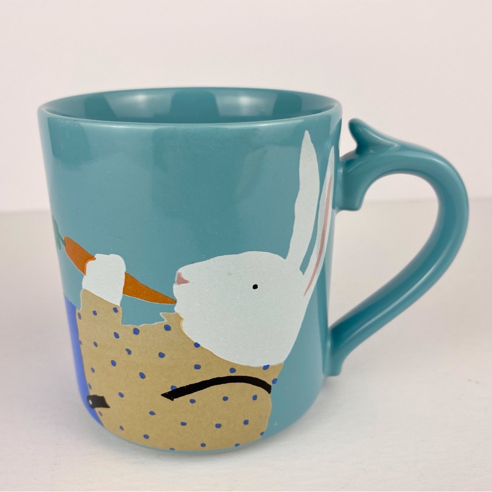 Bottman Design turquoise rabbit mug, 1988 vintage collectible coffee cup